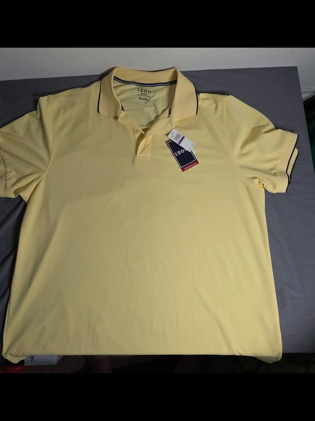 Izod Mens Light Yellow Polo With Contrast Trim